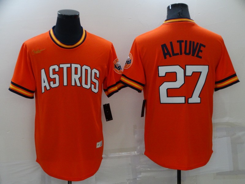 Men's Houston Astros Jose Altuve #27 Orange Cooperstown Collection Team Jersey