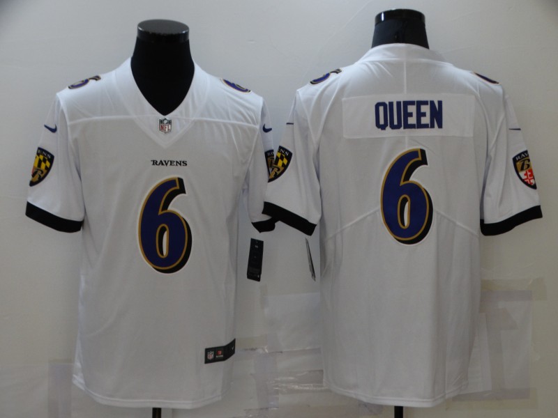 Men's Baltimore Ravens Patrick Queen #6 White Game Jersey