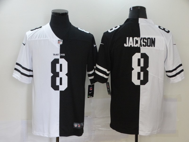 Men's Baltimore Ravens Lamar Jackson #8 Black/White Game Jersey