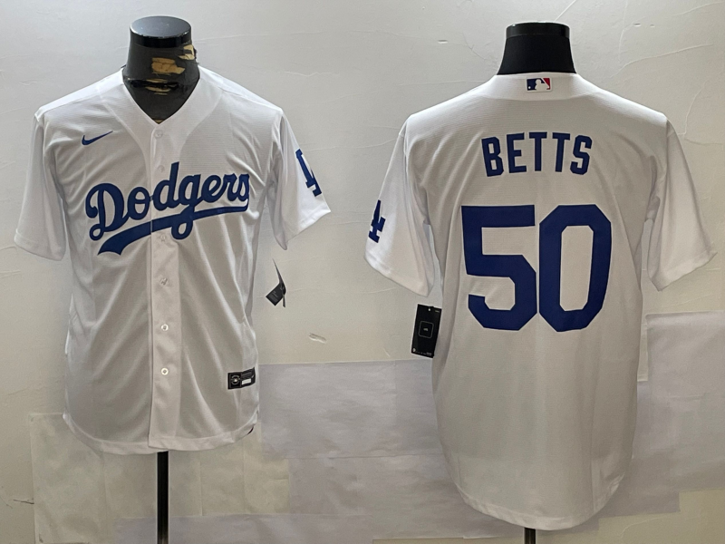 Men's Los Angeles Dodgers Mookie Betts #50 White Replica Baseball Jersey