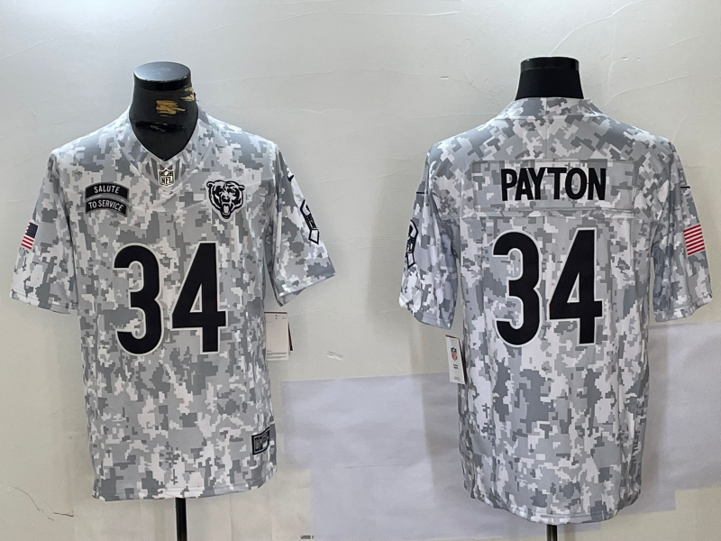 Men's Chicago Bears Walter Payton #34 Arctic Camo 2024 Salute to Service Retired Player Limited Jersey