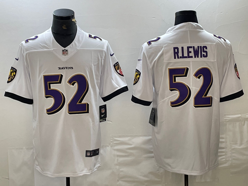 Men's Baltimore Ravens Ray Lewis #52 White Game Jersey