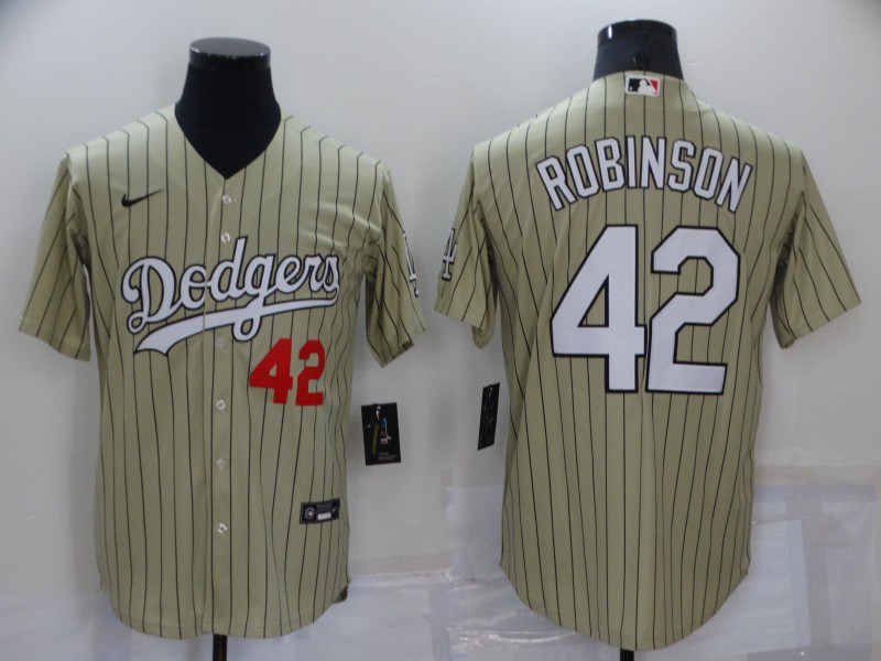 Men's Los Angeles Dodgers Jackie Robinson #42 Gold Replica Baseball Jersey