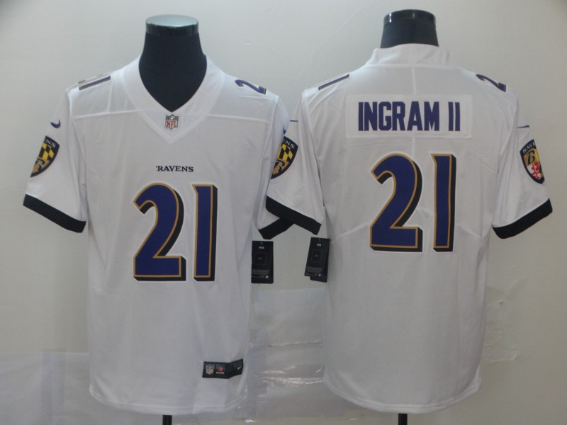 Men's Baltimore Ravens Mark Ingram II #21 White Game Jersey