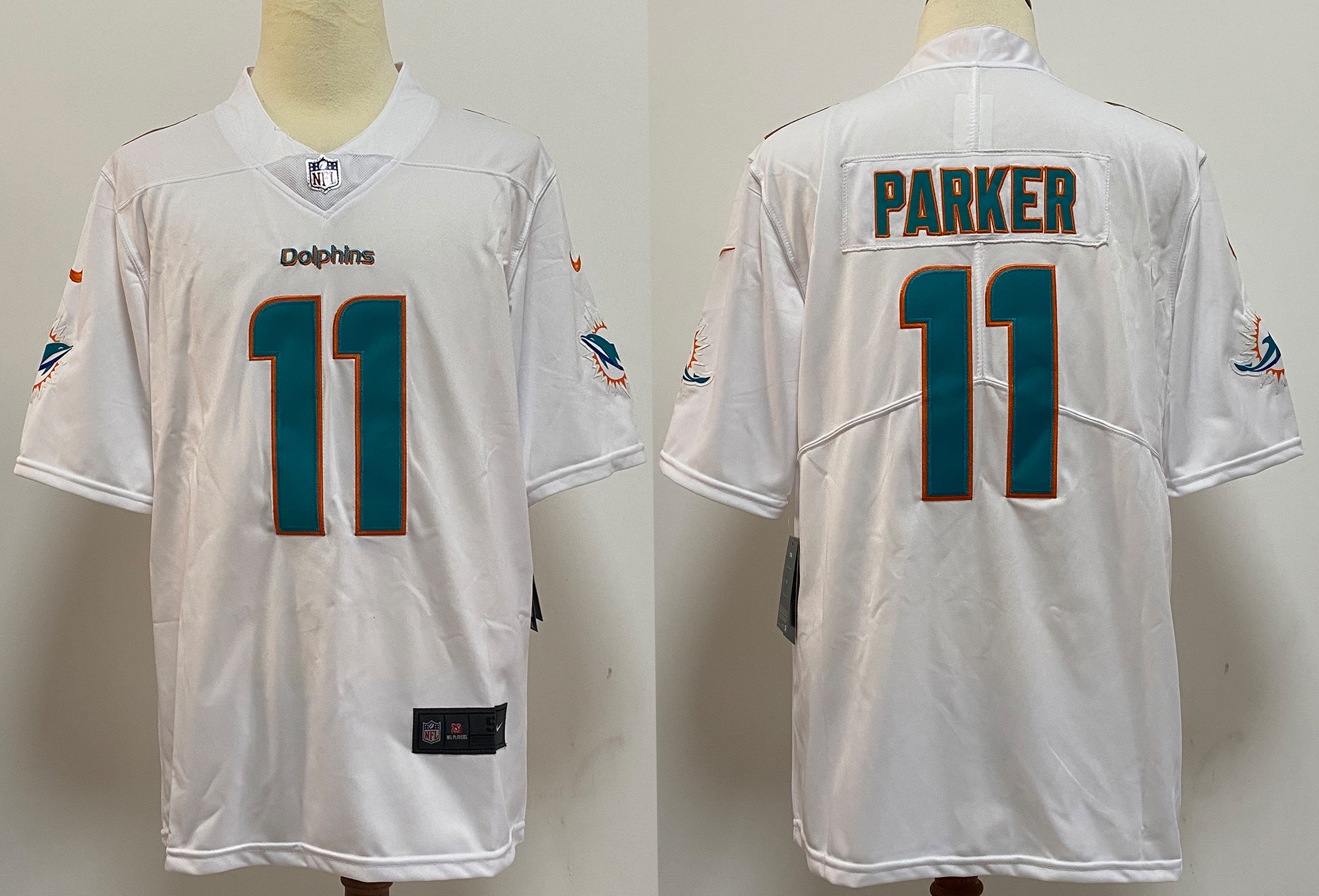 Men's Miami Dolphins DeVante Parker #11 White Aqua Game Jersey
