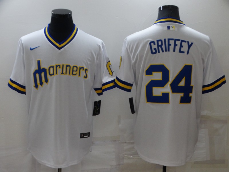 Men's Seattle Mariners Ken Griffey Jr. #24 White Replica Player Jersey