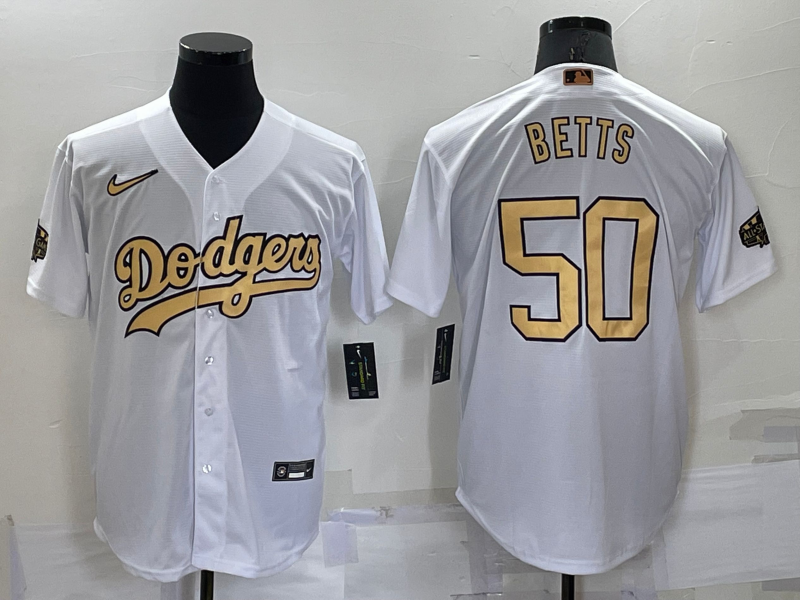 Men's Los Angeles Dodgers Mookie Betts #50 White Alternate Game Jersey