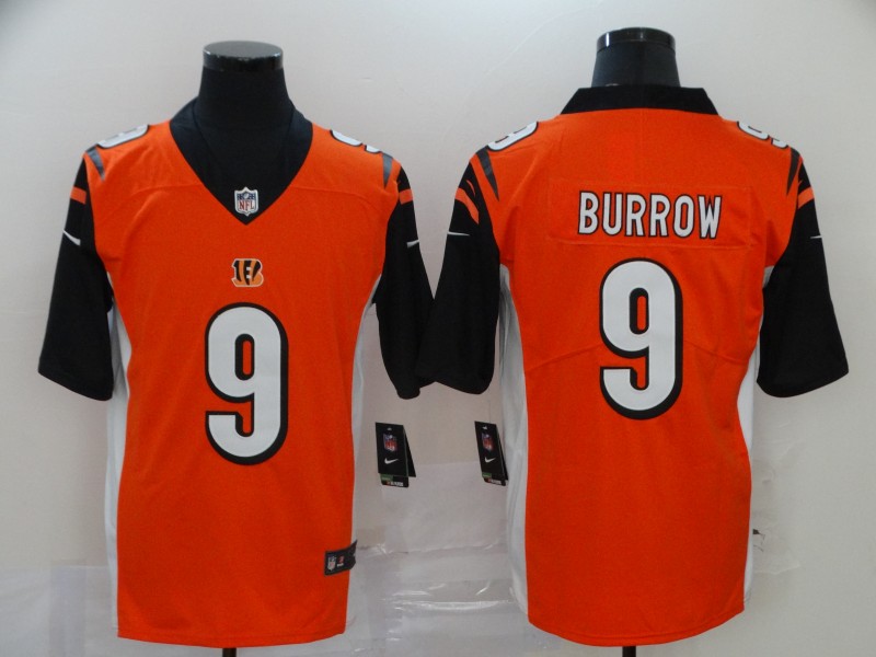 Men's Cincinnati Bengals Joe Burrow #9 Orange Game Jersey