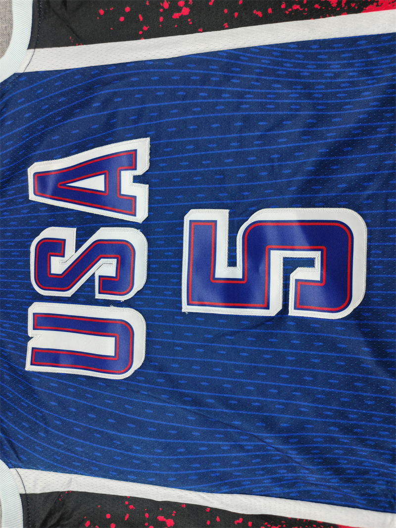 Men's 2024 USA Dream Team Anthony Edwards #5 Navy Authentic Player Jersey