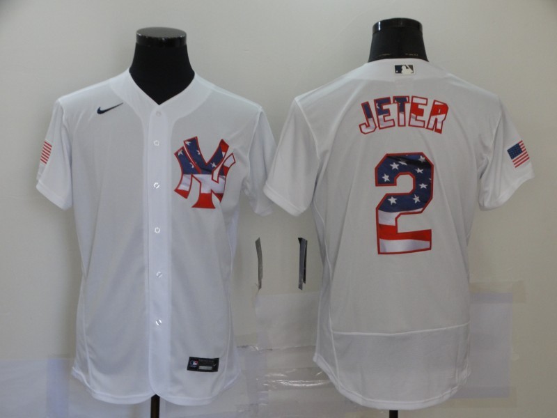 Men's New York Yankees Derek Jeter #2 White Replica Game Jersey