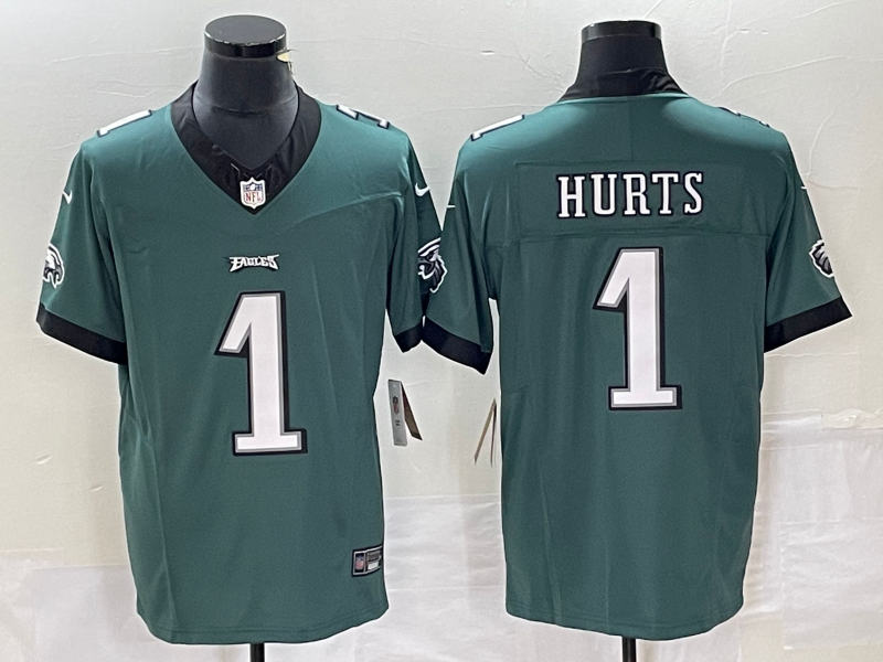 Men's Philadelphia Eagles Jalen Hurts #1 Midnight Green Player Jersey