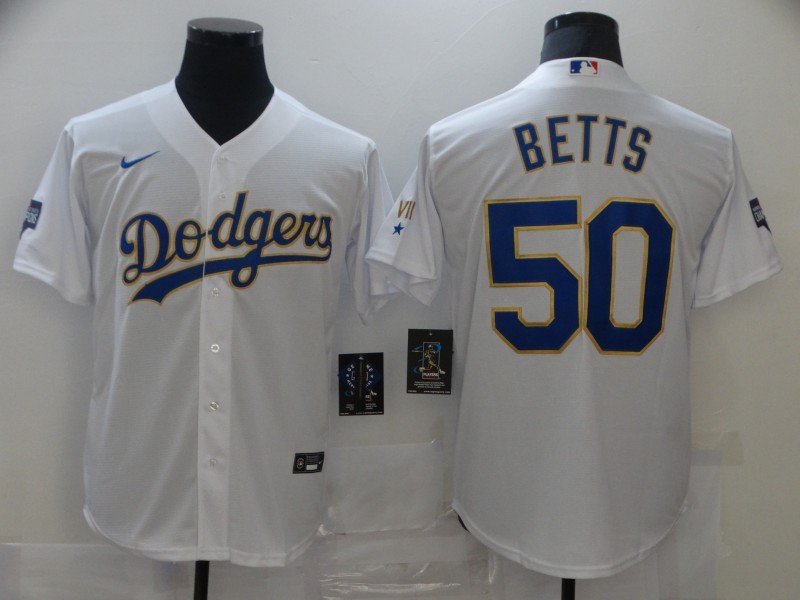 Men's Los Angeles Dodgers Mookie Betts #50 White Stitched Jersey