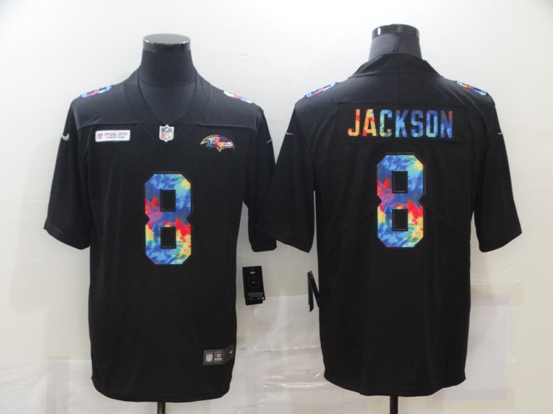 Men's Baltimore Ravens Lamar Jackson #8 Black Player Game Jersey