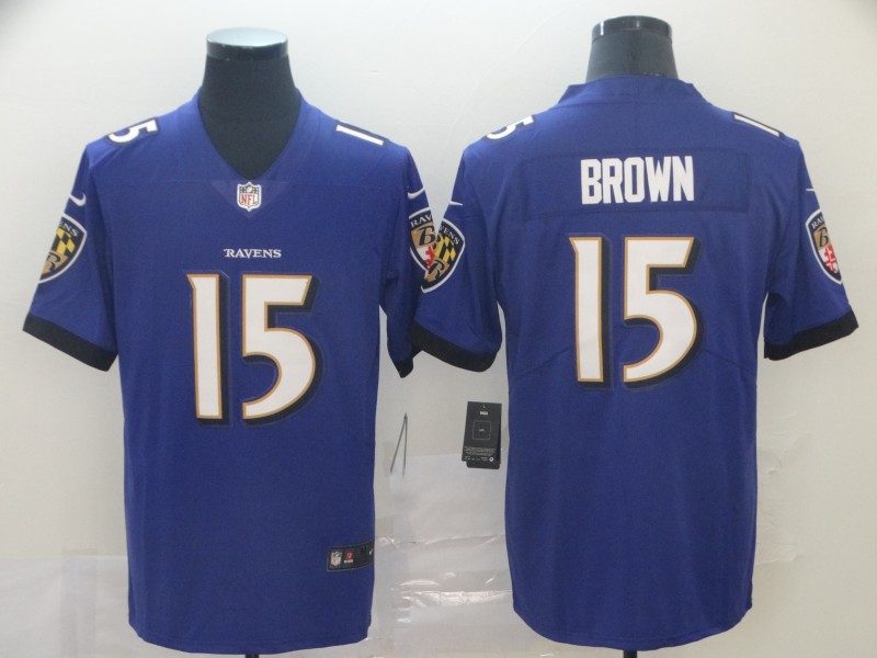 Men's Baltimore Ravens Marquise Brown #15 Purple Game Player Jersey