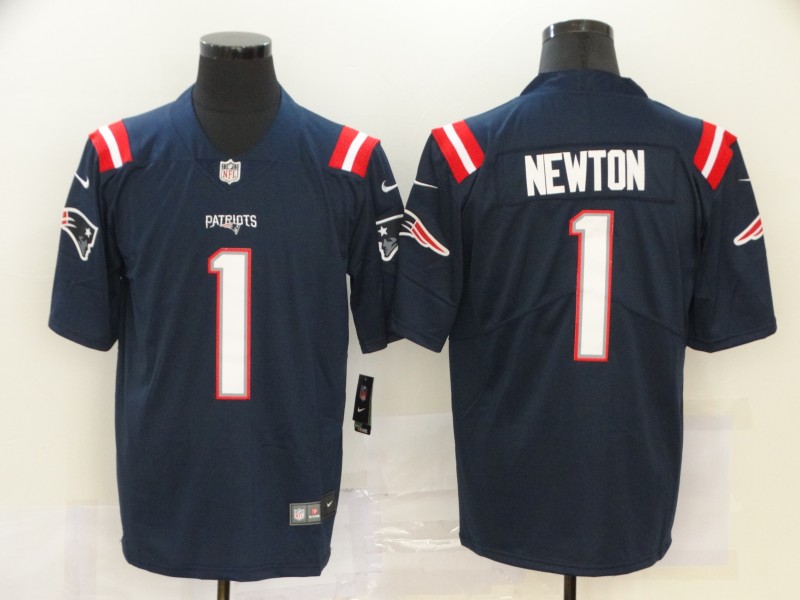 Men's New England Patriots Cam Newton #1 Navy Game Player Jersey