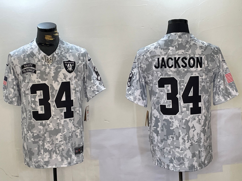 Men's Las Vegas Raiders Bo Jackson #34 Arctic Camo 2024 Salute to Service Retired Player Limited Jersey