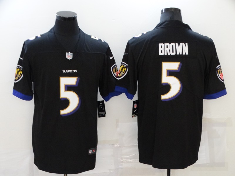 Men's Baltimore Ravens Marquise Brown #5 Black Game Jersey