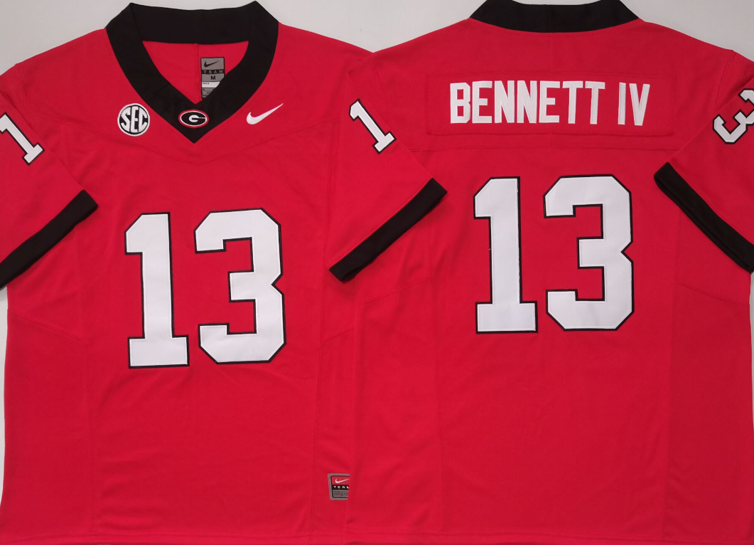 Men's Georgia Bulldogs Stetson Bennett #13 Red Game Jersey