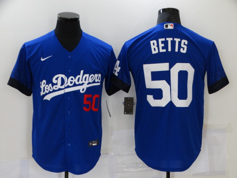 Men's Los Angeles Dodgers Mookie Betts #50 Blue Fashion Stitched Jersey