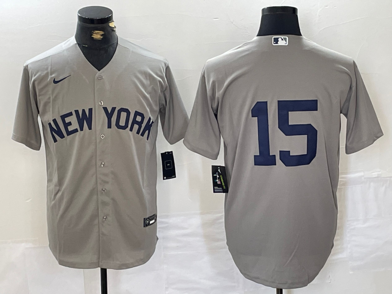Men's New York Yankees Thurman Munson #15 Gray Replica Player Name Jersey