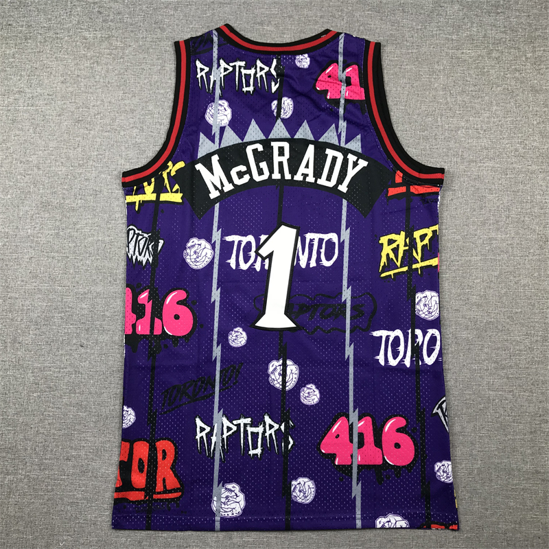 Men's Toronto Raptors Tracy McGrady #1 Purple Swingman Player Jersey - Graffiti Edition