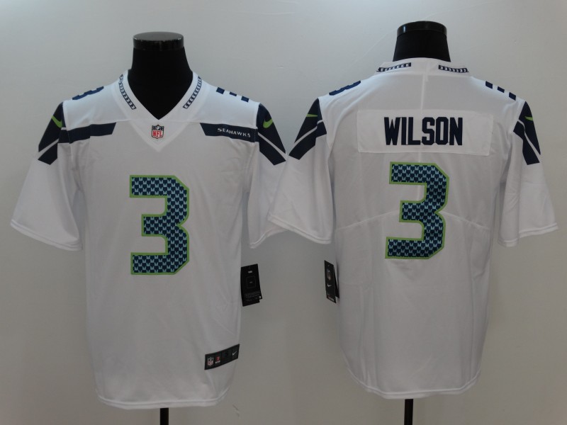 Men's Seattle Seahawks Russell Wilson #3 White Game Jersey