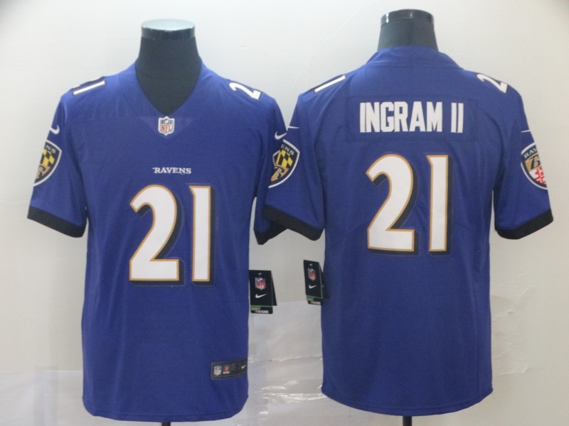 Men's Baltimore Ravens Mark Ingram II #21 Purple Game Player Jersey