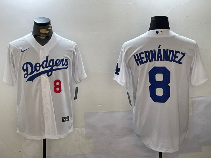 Men's Los Angeles Dodgers Enrique Hernandez #8 White Replica Player Jersey