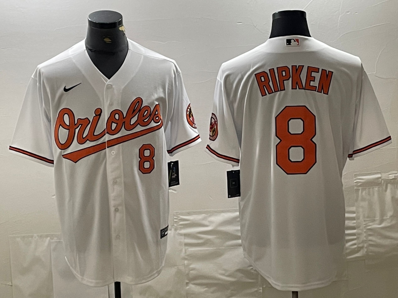Men's Baltimore Orioles Cal Ripken Jr. #8 White Replica Baseball Jersey