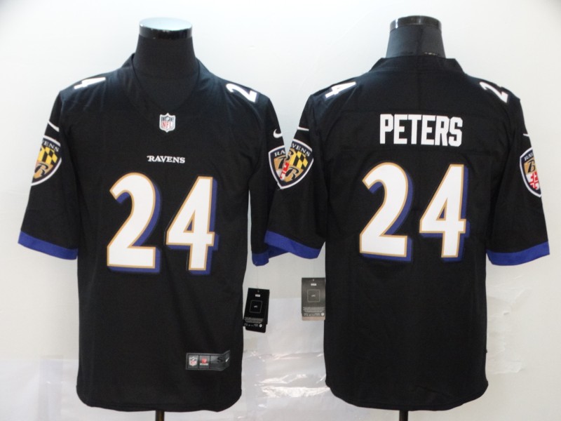Men's Baltimore Ravens Marcus Peters #24 Black Game Jersey