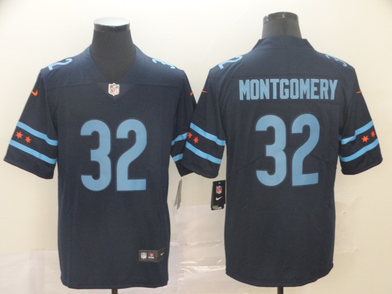 Men's Chicago Bears David Montgomery #32 Navy Game Jersey City Edition