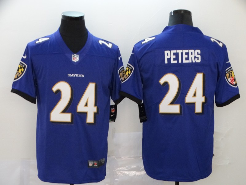 Men's Baltimore Ravens Marcus Peters #24 Purple Game Jersey