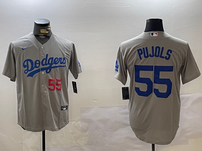 Men's Los Angeles Dodgers Albert Pujols #55 Gray Replica Baseball Jersey