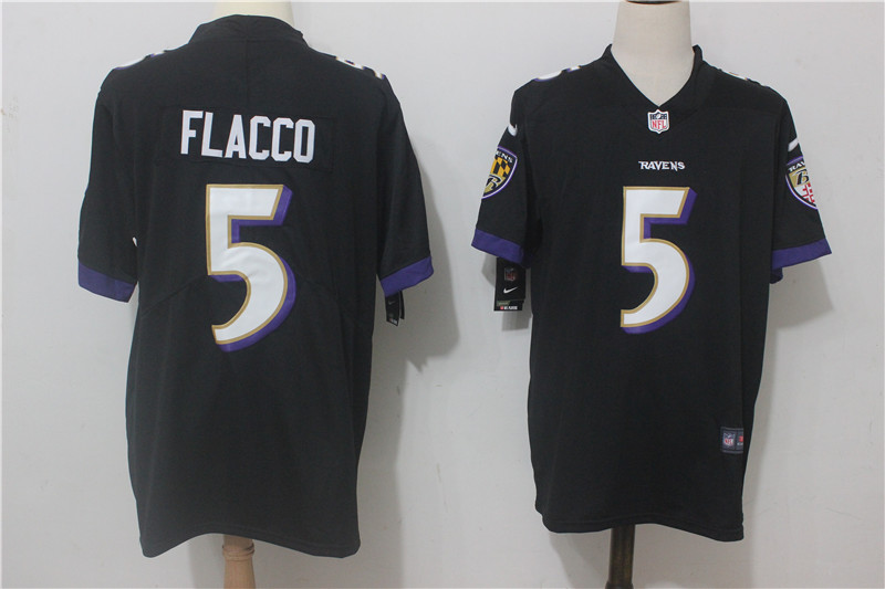 Men's Baltimore Ravens Joe Flacco #5 Black Game Jersey