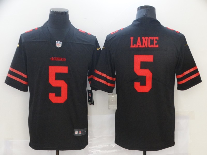 Men's San Francisco 49ers Trey Lance #5 Black Game Jersey