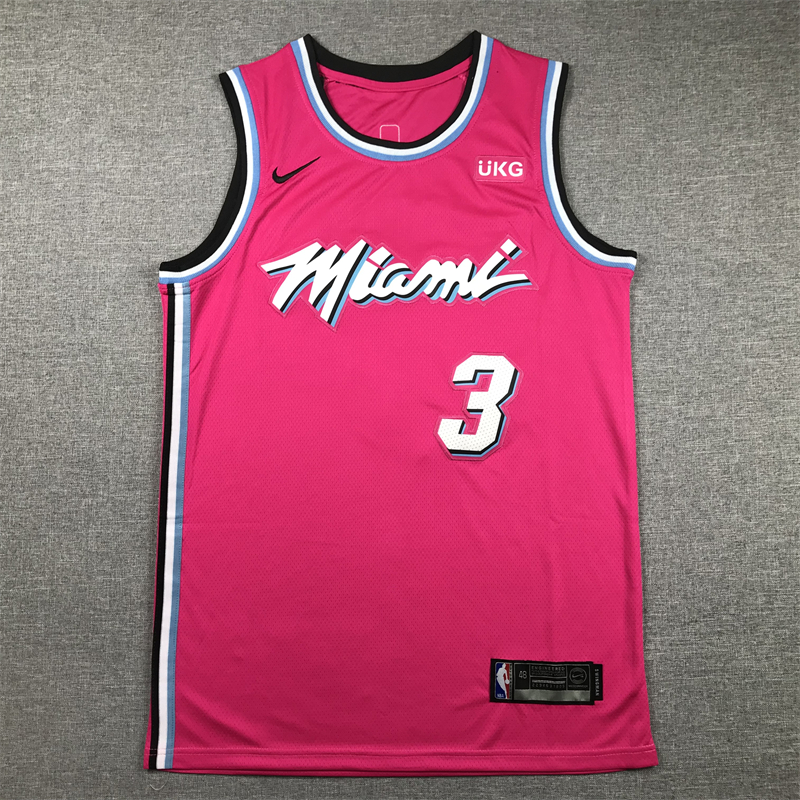 Men's Miami Heat Dwyane Wade #3 Pink Swingman Player Jersey