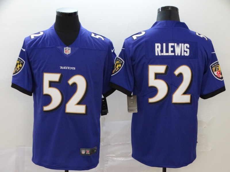 Men's Baltimore Ravens Ray Lewis #52 Purple Retired Player Game Jersey