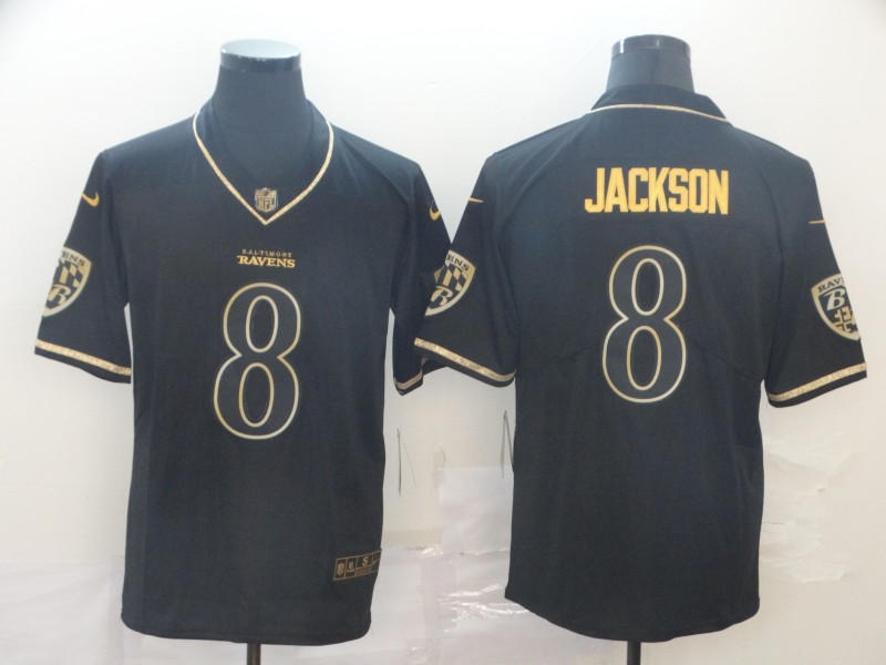 Men's Baltimore Ravens #8 Lamar Jackson Black Game Jersey