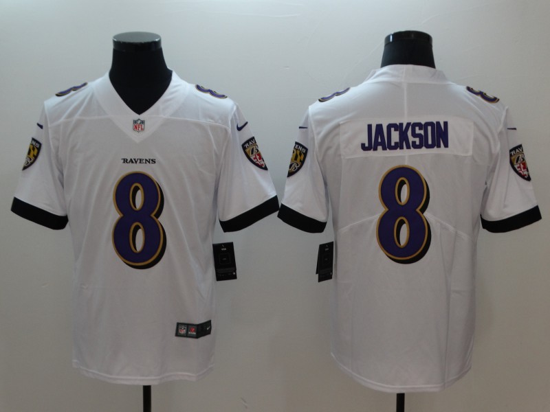 Men's Baltimore Ravens Lamar Jackson White Vapor Limited Jersey