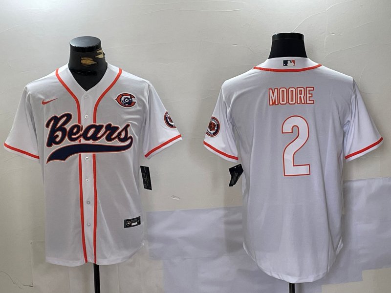 Men's Chicago Bears D.J. Moore #2 White Game Jersey