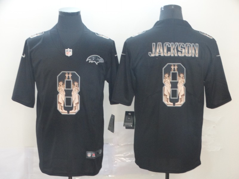 Men's Baltimore Ravens Lamar Jackson #8 Black Team Game Jersey