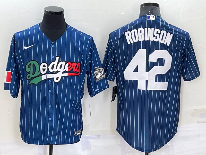 Men's Los Angeles Dodgers Jackie Robinson #42 Blue Stitched Player Jersey