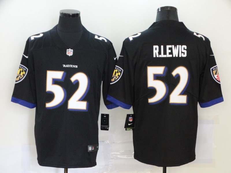 Men's Baltimore Ravens Ray Lewis #52 Black Retired Player Jersey