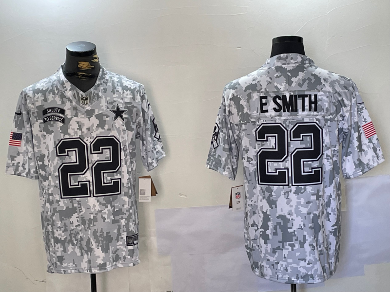 Men's Dallas Cowboys Emmitt Smith #22 Arctic Camo 2024 Salute to Service Retired Player Limited Jersey