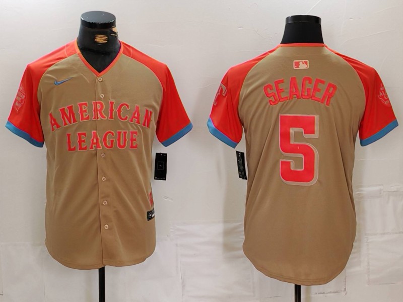 Men's American League Corey Seager #5 Cream 2024 MLB All-Star Game Limited Player Jersey
