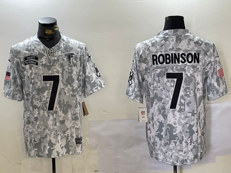 Men's Atlanta Falcons Bijan Robinson #7 Arctic Camo 2024 Salute to Service Limited Jersey