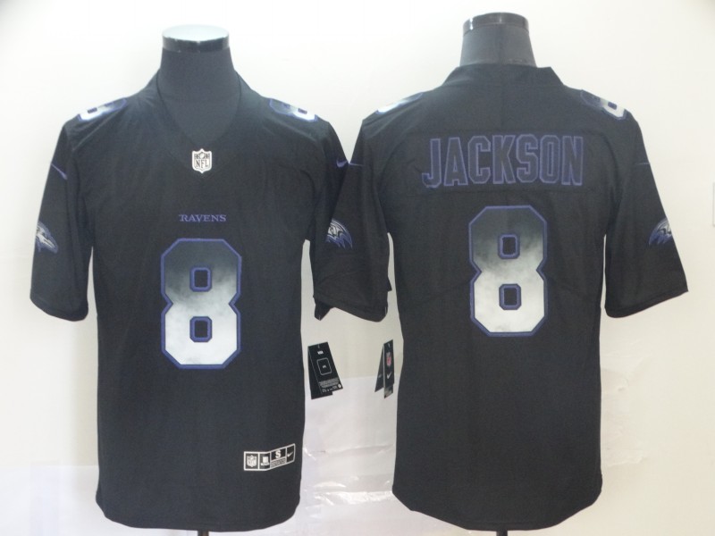 Men's Baltimore Ravens #8 Lamar Jackson Black Alternate Game Jersey
