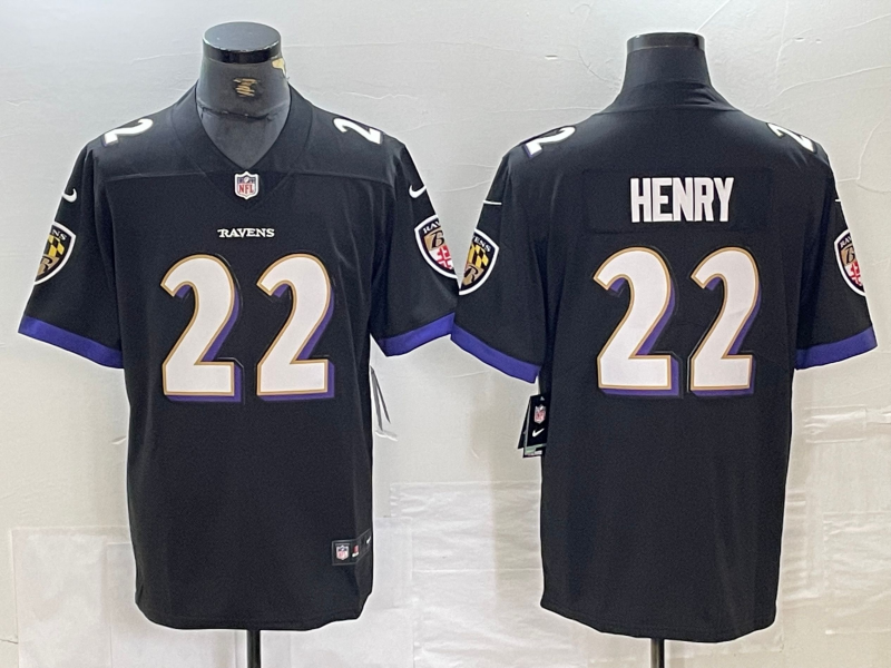 Men's Baltimore Ravens Derrick Henry #22 Black Game Player Jersey