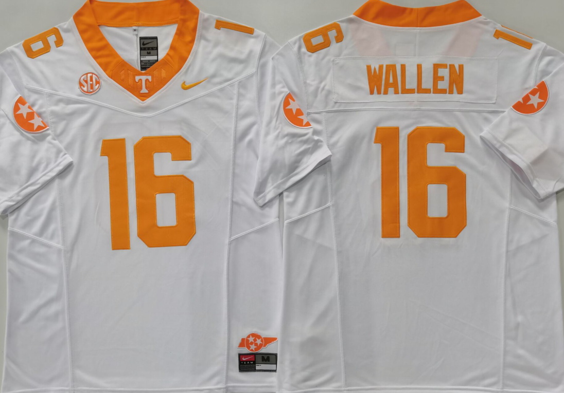 Men's Tennessee Volunteers Morgan Wallen #16 White Game Jersey