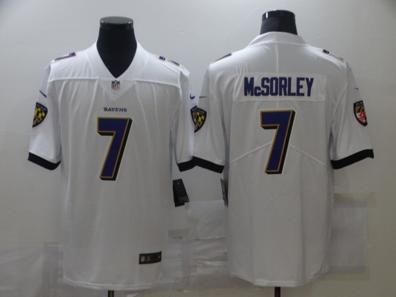Men's Baltimore Ravens Trace McSorley #7 White Game Jersey